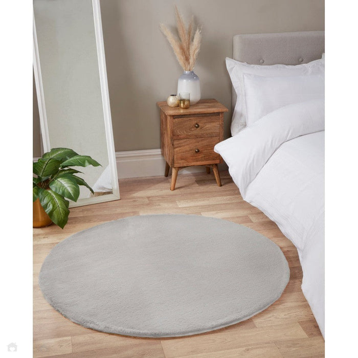 Luxe Faux Fur Rug Plain Silver Rug