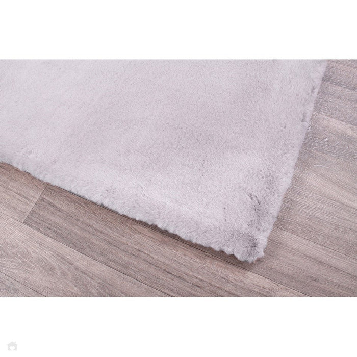 Luxe Faux Fur Rug Plain Silver Rug