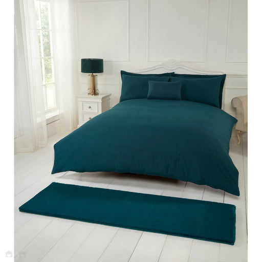 Luxe Faux Fur Rug Plain Teal Rug