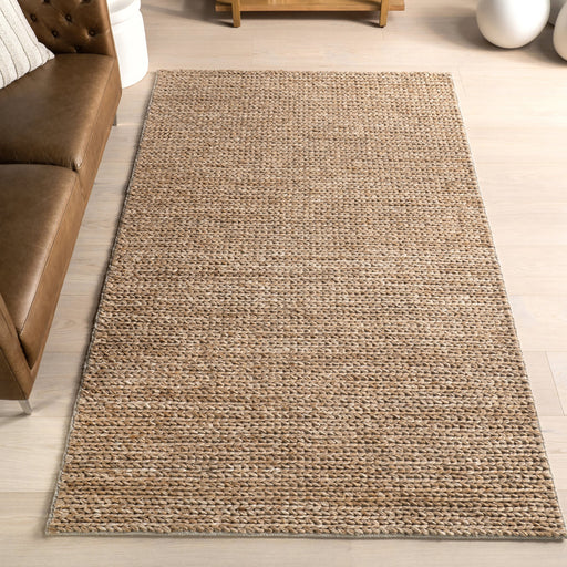 Luxurious Knit Wool Area Rug in Tan Color