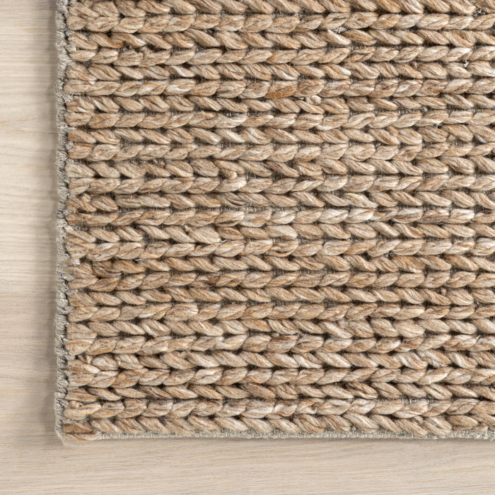 Luxurious Knit Wool Area Rug in Tan Color