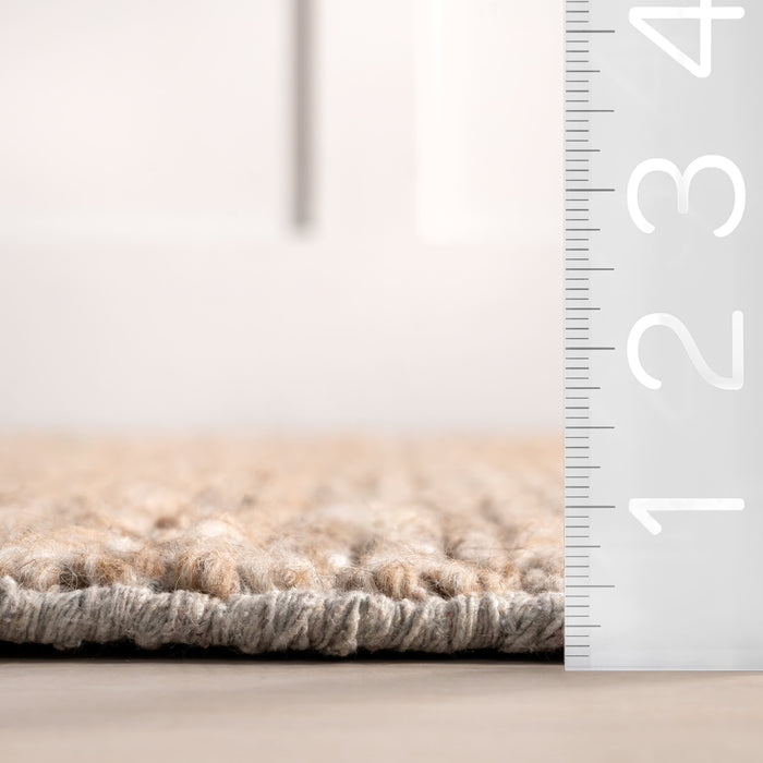 Luxurious Knit Wool Area Rug in Tan Color