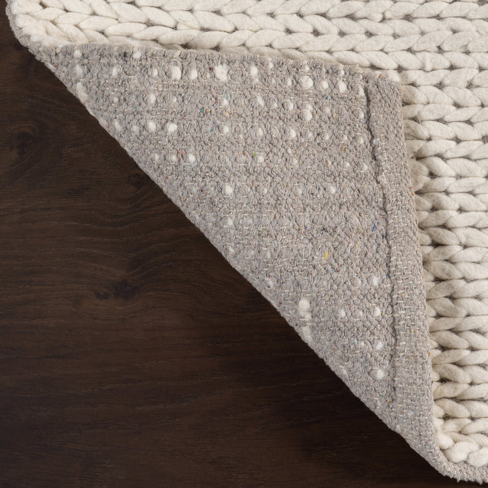 Luxurious Off White Knit Wool Area Rug