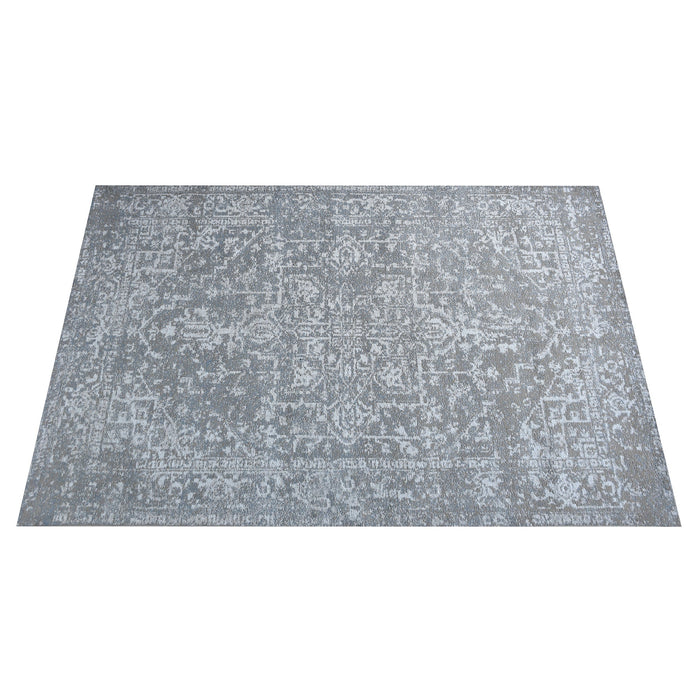 Tappeto grigio di lusso in tessuto jacquard di ciniglia di cotone