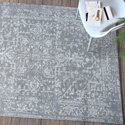 Tappeto grigio di lusso in tessuto jacquard di ciniglia di cotone