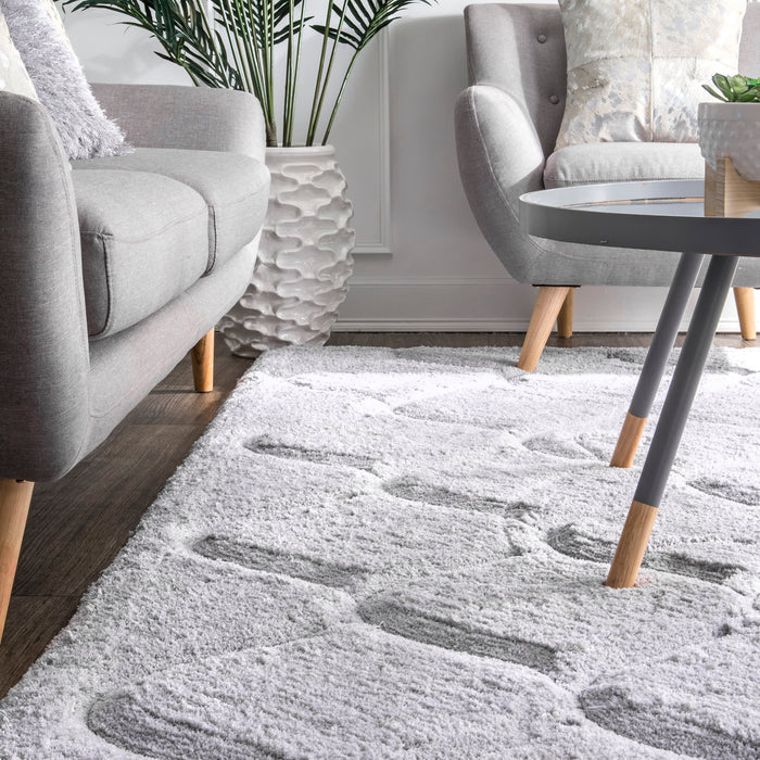 Luxury Shag Area Rug 100% Polyester Grey 120 x 180 cm