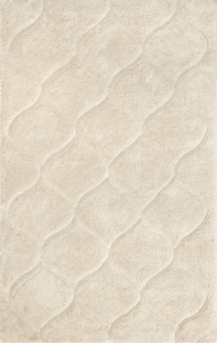 Luxury Shag Carved Trellis Area Rug 160x230 cm Beige