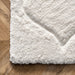 Luxury White Shag Area Rug with Carved Trellis Design
