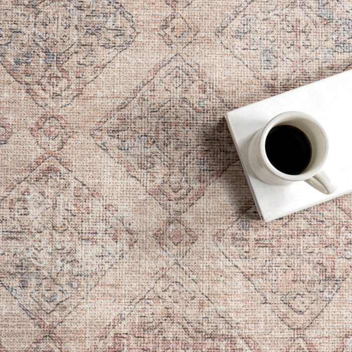 Luz Medallion Machine Washable Area Rug 140x200 cm Taupe