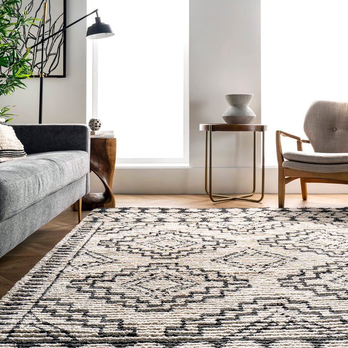 Lydia Diamond Tasseled Area Rug 120x180 cm Beige