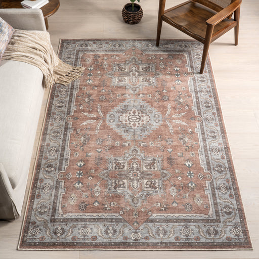 Mabel Vintage Medallion Machine Washable Rug 160x230 cm Rust