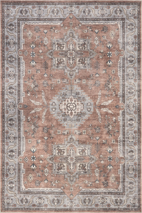 Mabel Vintage Medallion Machine Washable Rug 160x230 cm Rust