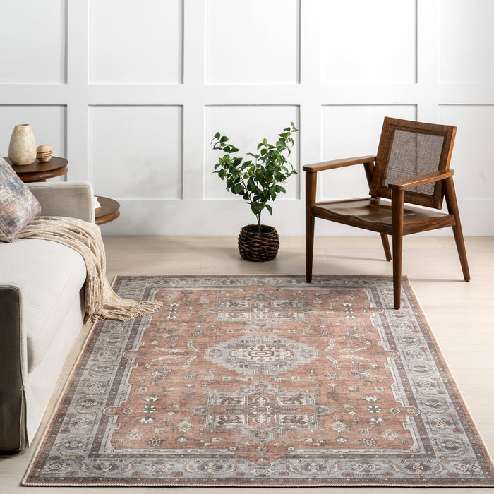 Mabel Washable Medallion Area Rug 150x240 cm Rust