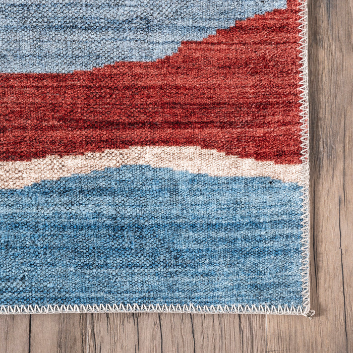 Machine Washable Aztec Rug in Brick Color
