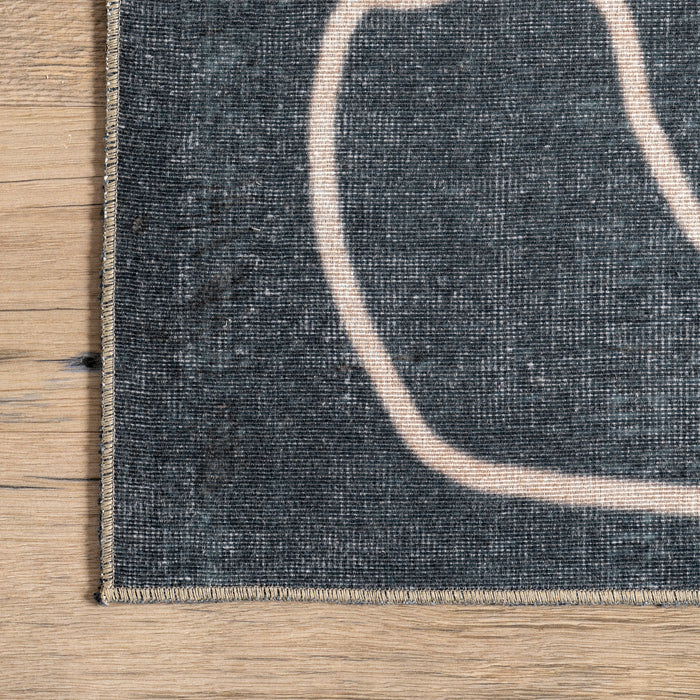 Machine Washable Beige Abstract Area Rug