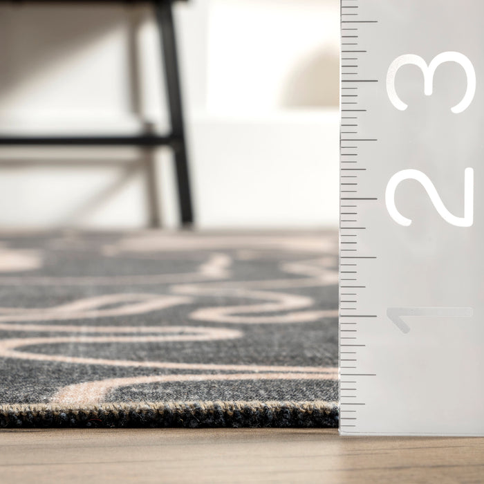 Machine Washable Beige Abstract Area Rug