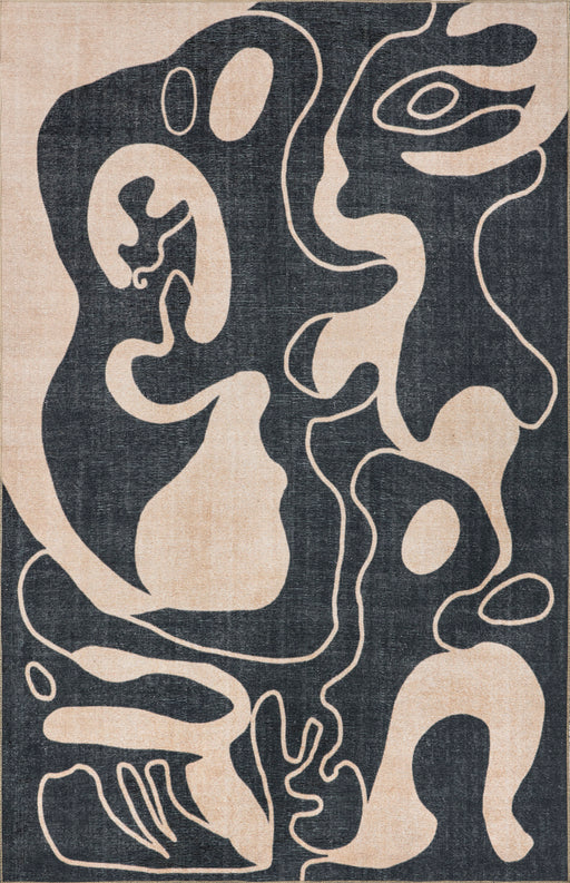 Machine Washable Beige Abstract Area Rug