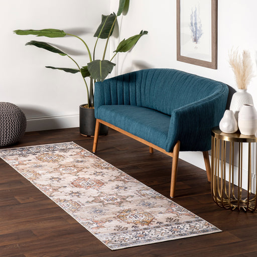 Machine Washable Beige Area Rug For High Traffic Homes