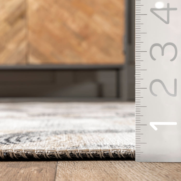 Machine Washable Beige Chain-Link Area Rug 50x80 cm