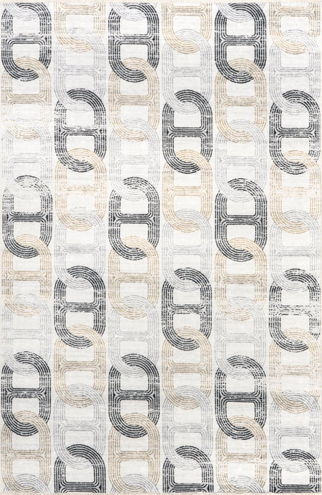 Machine Washable Beige Chain-Link Area Rug 50x80 cm