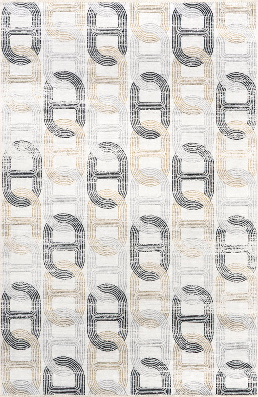 Machine Washable Beige Chain-Link Area Rug 50x80 cm