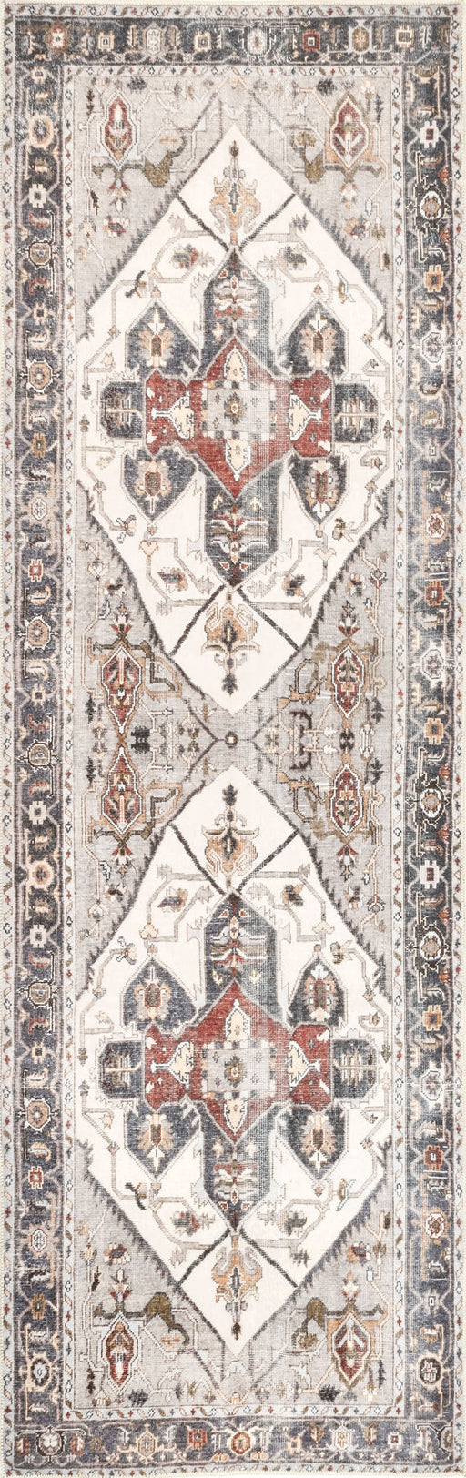 Machine Washable Beige Crystalline Medallion Area Rug 160x230 cm