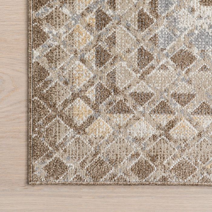 Machine Washable Beige Geometric Area Rug 120x180 cm