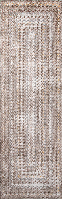 Machine Washable Beige Geometric Area Rug 120x180 cm
