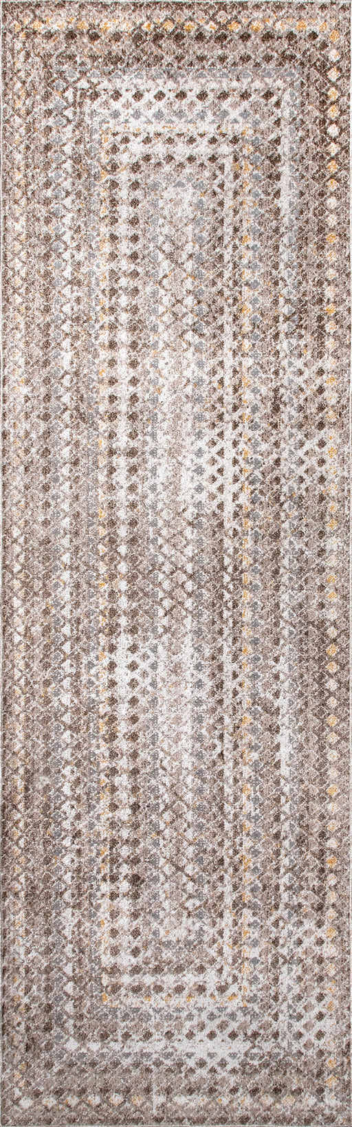 Machine Washable Beige Geometric Area Rug 120x180 cm