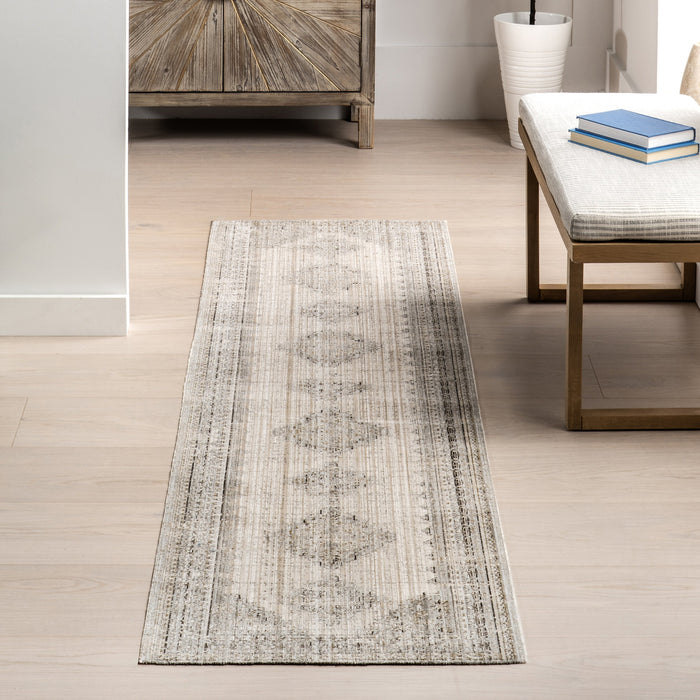 Machine Washable Beige Indoor Outdoor Rug 76x152 cm