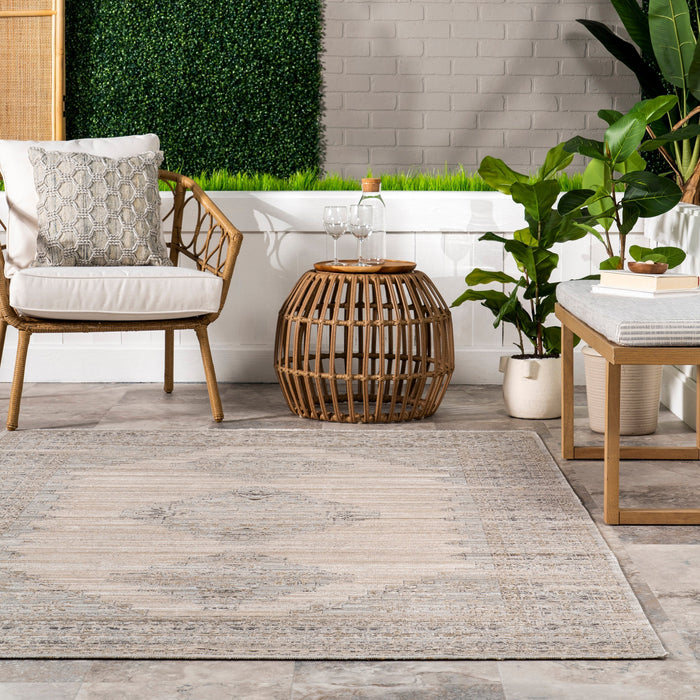 Machine Washable Beige Indoor Outdoor Rug 76x152 cm