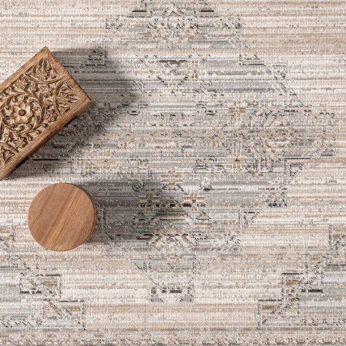 Machine Washable Beige Indoor Outdoor Rug 76x152 cm