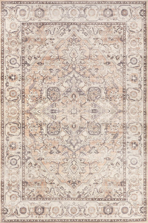 Machine Washable Beige Medallion Area Rug 150x230 cm