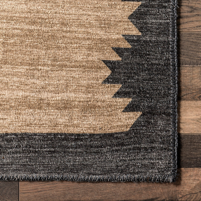 Machine Washable Beige Mountain Peaks Area Rug