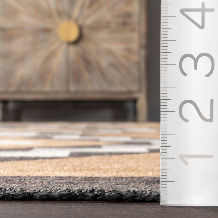 Machine Washable Beige Mountain Peaks Area Rug