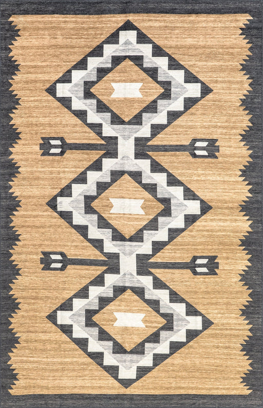 Machine Washable Beige Mountain Peaks Area Rug