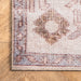Machine Washable Beige Oriental Ivy Medallion Area Rug