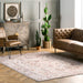 Machine Washable Beige Oriental Ivy Medallion Area Rug