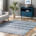 Tappeto lavabile in lavatrice a strisce blu, 152 cm x 244 cm