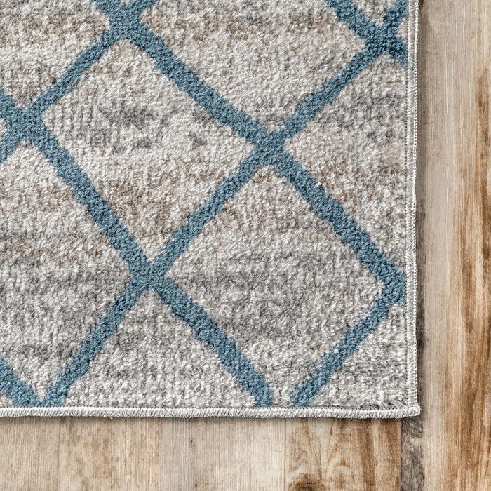 Tappeto blu Crosshatch lavabile in lavatrice 120x180 cm