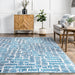 Tappeto blu Crosshatch lavabile in lavatrice 150x90 cm