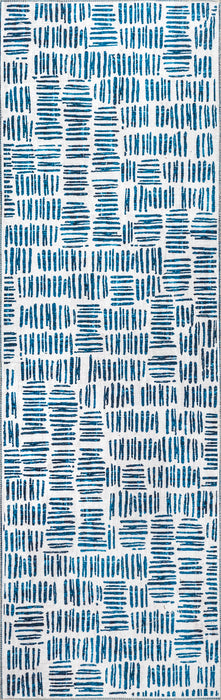 Tappeto blu Crosshatch lavabile in lavatrice 150x90 cm