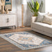 Machine Washable Blue Medallion Area Rug 120x180 cm