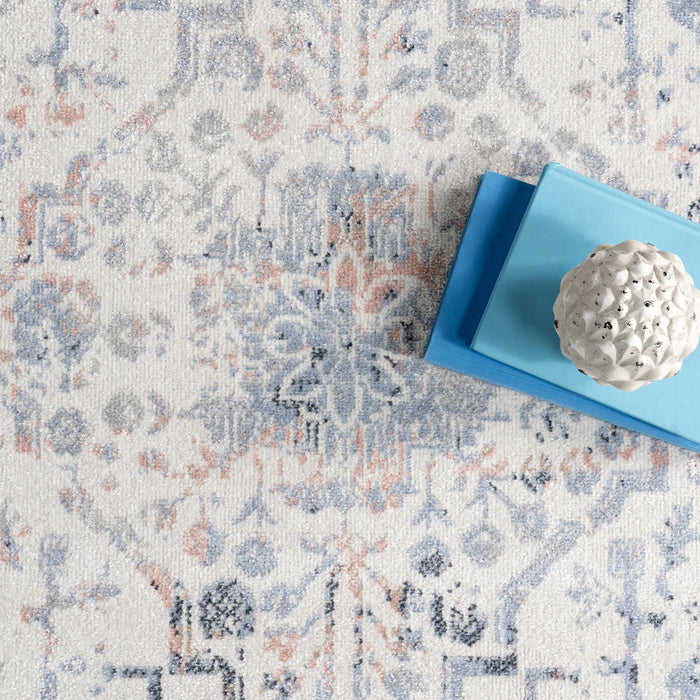 Machine Washable Blue Snowflake Area Rug 152x244 cm