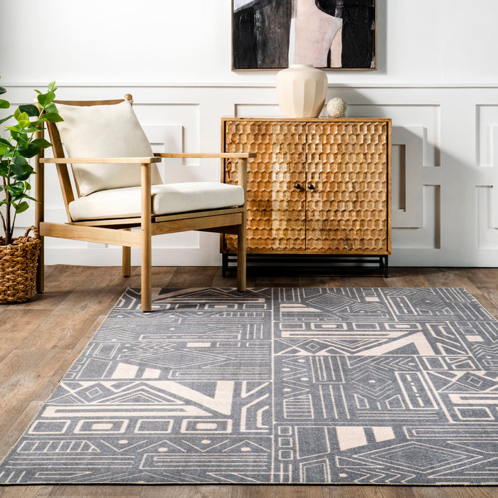 Machine Washable Blue Symbolism Area Rug 150x230 cm
