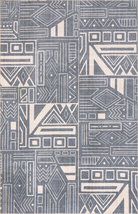 Machine Washable Blue Symbolism Area Rug 150x230 cm