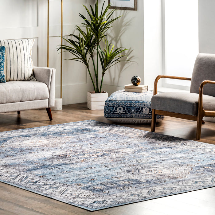 Machine Washable Blue Vintage Rug 120x180 cm