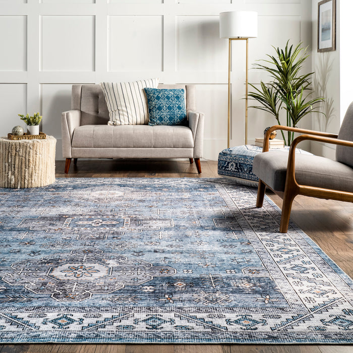 Machine Washable Blue Vintage Rug 120x180 cm