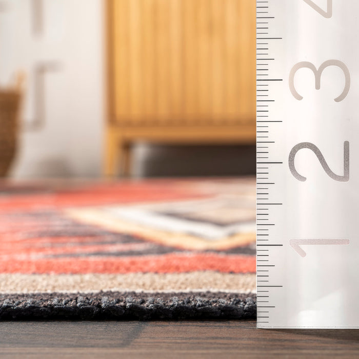 Machine Washable Bohemian Area Rug in Red