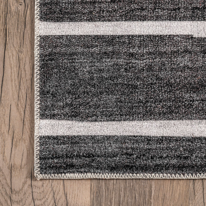 Machine Washable Charcoal Rug for High Traffic Areas
